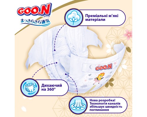 Підгузки GOO.N Premium Soft для немовлят до 5 кг 1 NB на липучках 72 шт (F1010101-152)