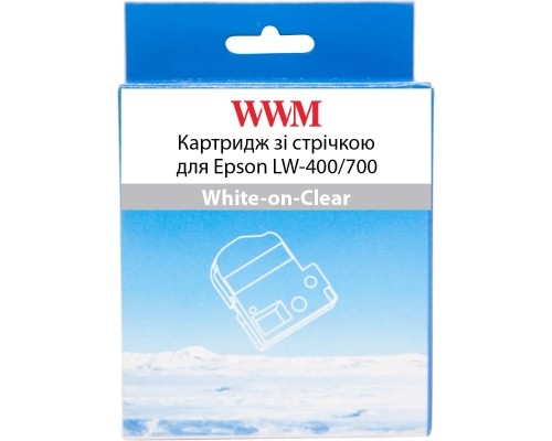 Стрічка для принтера етикеток WWM для Epson LW-400/700 12mm х 8m White-on-Clear (WWM-ST12S)