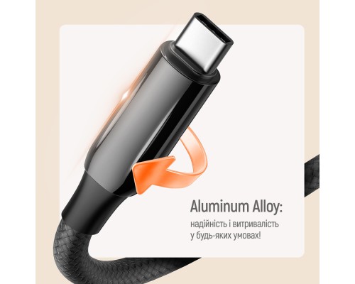 Дата кабель USB-C to USB-C 1.0m (PVC+Aluminum Alloy) (PD Fast Charging 240W) 5А black ColorWay (CW-CBPDCC069-BK)