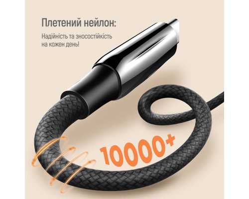 Дата кабель USB-C to USB-C 1.0m (PVC+Aluminum Alloy) (PD Fast Charging 240W) 5А black ColorWay (CW-CBPDCC069-BK)