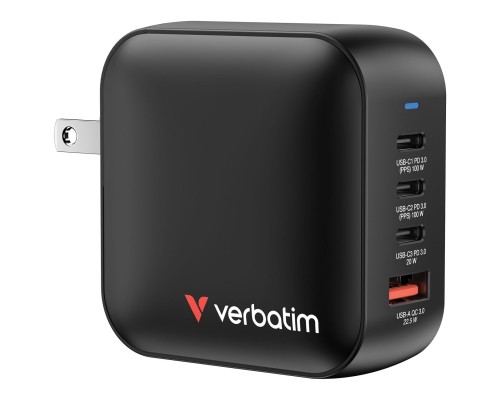 Зарядний пристрій Verbatim MiniGaN 100 W 4 ports (3xUSB-C/1xUSB-A) (32231)