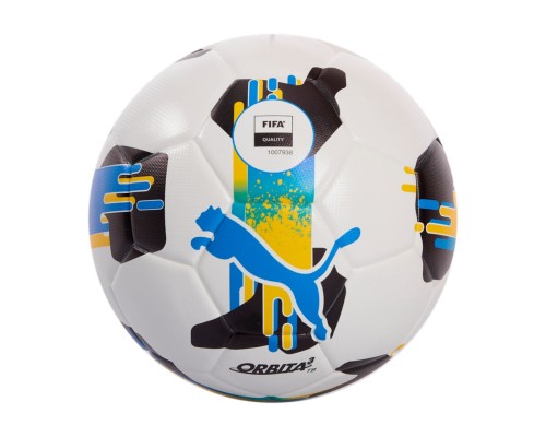 М'яч футбольний Puma Orbita UPL (FIFA Quality) 084595-01 білий, чорний, жовтий, блакитний 5 (4067982253028)