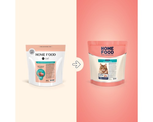 Сухий корм для кішок Home Food For sterilised з кроликом та журавлиною 200 г (4820290090156)