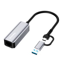 Адаптер USB-C + USB A to RJ45 Ethernet 1000Mbps ColorWay (CW-AD-CRG)