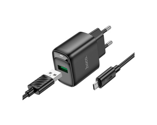 Мережевий Зарядний Пристрій Hoco C140A 1USB QC 18W+USB to Micro