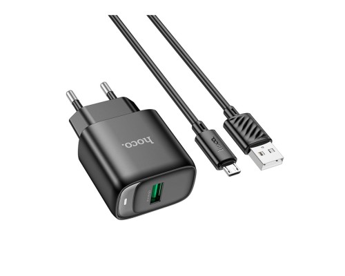 Мережевий Зарядний Пристрій Hoco C140A 1USB QC 18W+USB to Micro