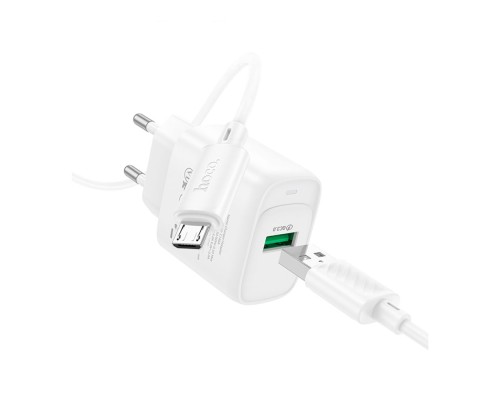 Мережевий Зарядний Пристрій Hoco C140A 1USB QC 18W+USB to Micro