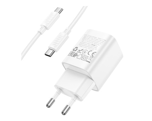 Мережевий Зарядний Пристрій Hoco C148A 1USB-C PD/QC 30W+Type-C to Type-C