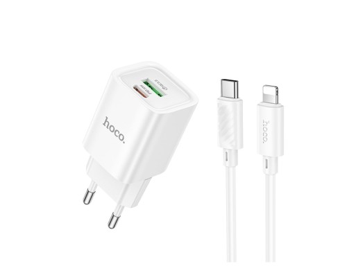 Мережевий Зарядний Пристрій Hoco C149A 1USB/1USB-C PD/QC 30W+Type-C to Lightning