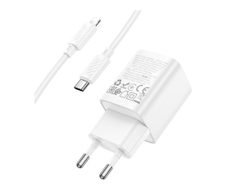 Мережевий Зарядний Пристрій Hoco C149A 1USB/1USB-C PD/QC 30W+Type-C to Lightning