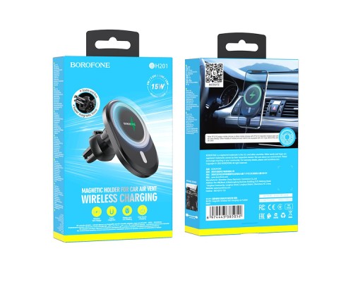 Автотримач Borofone BH201 Magnetic Wireless 15W Автотримач Borofone BH201 Magnetic Wireless 15W