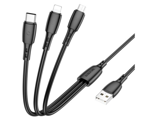Кабель USB Borofone BX71 3-in-1 IP+Type-C+Micro