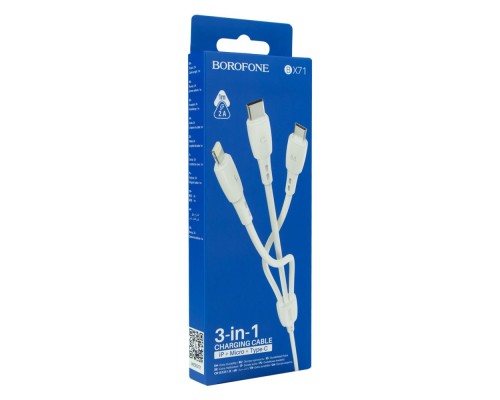 Кабель USB Borofone BX71 3-in-1 IP+Type-C+Micro