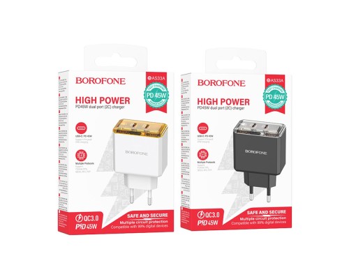 Мережевий Зарядний Пристрій Borofone BAS33A 2USB-C PD/QC45W
