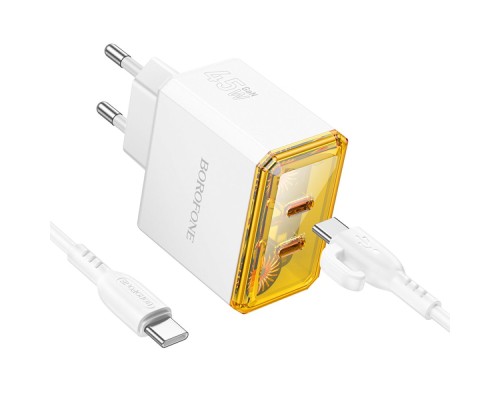 Мережевий Зарядний Пристрій Borofone BAS33A 2USB-C PD/QC45W Type-C to Type-C