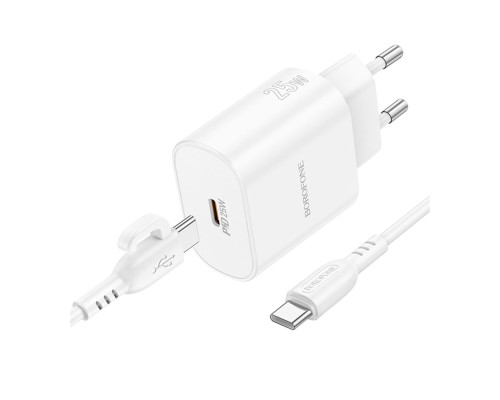 Мережевий Зарядний Пристрій Borofone BA82A 1USB-C PD/QC 25W+Type-C to Type-C