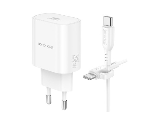 Мережевий Зарядний Пристрій Borofone BA82A 1USB-C PD/QC 25W+Type-C to Type-C