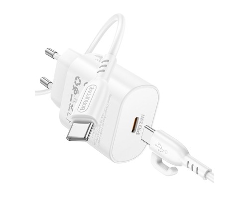 Мережевий Зарядний Пристрій Borofone BA82A 1USB-C PD/QC 25W+Type-C to Type-C