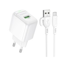 Мережевий Зарядний Пристрій Borofone BAS42A 1USB QC3.0 18W+USB to Micro