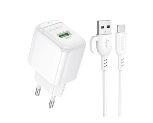 Мережевий Зарядний Пристрій Borofone BAS42A 1USB QC3.0 18W+USB to Micro