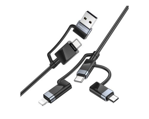 Кабель USB Borofone BU51 6-in-1 USB/C to iP/Micro/Type-C(L=1.2M)
