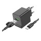 Мережевий Зарядний Пристрій Borofone BAS12A 1USB QC3.0 18W+USB to Type-C
