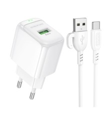 Мережевий Зарядний Пристрій Borofone BAS42A 1USB QC3.0 18W+USB to Type-C