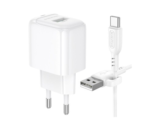 Мережевий Зарядний Пристрій Borofone BAS42A 1USB QC3.0 18W+USB to Type-C