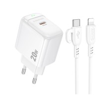 Мережевий Зарядний Пристрій Borofone BAS43A 1USB-C PD/QC 20W+Type-C to Lightning