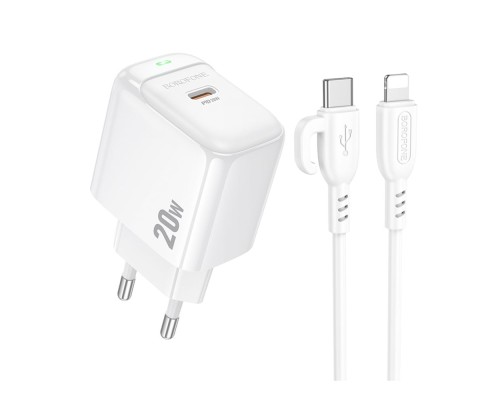 Мережевий Зарядний Пристрій Borofone BAS43A 1USB-C PD/QC 20W+Type-C to Lightning