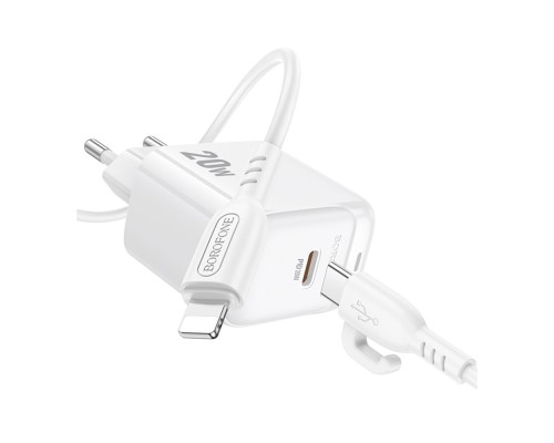 Мережевий Зарядний Пристрій Borofone BAS43A 1USB-C PD/QC 20W+Type-C to Lightning