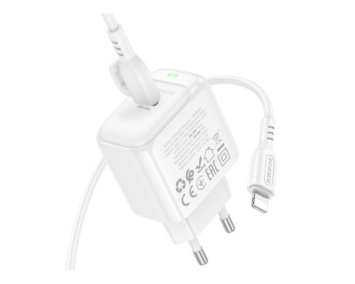 Мережевий Зарядний Пристрій Borofone BAS43A 1USB-C PD/QC 20W+Type-C to Lightning