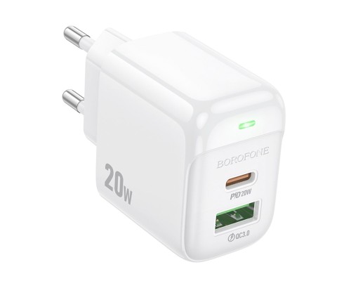 Мережевий Зарядний Пристрій Borofone BAS44A 1USB-C/1USB PD/QC 20W