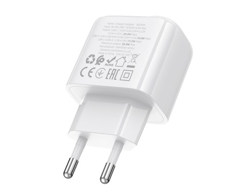 Мережевий Зарядний Пристрій Borofone BAS44A 1USB-C/1USB PD/QC 20W