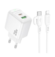 Мережевий Зарядний Пристрій Borofone BAS44A 1USB-C/1USB PD/QC 20W+Type-C to Lightning