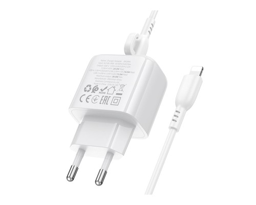 Мережевий Зарядний Пристрій Borofone BAS44A 1USB-C/1USB PD/QC 20W+Type-C to Lightning