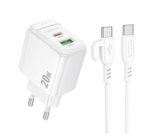 Мережевий Зарядний Пристрій Borofone BAS44A 1USB-C/1USB PD/QC 20W+Type-C to Type-C
