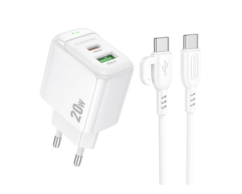 Мережевий Зарядний Пристрій Borofone BAS44A 1USB-C/1USB PD/QC 20W+Type-C to Type-C
