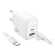 Мережевий Зарядний Пристрій Borofone BAS44A 1USB-C/1USB PD/QC 20W+Type-C to Type-C