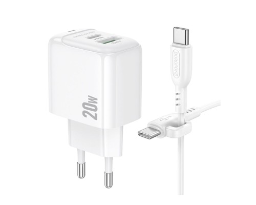 Мережевий Зарядний Пристрій Borofone BAS44A 1USB-C/1USB PD/QC 20W+Type-C to Type-C