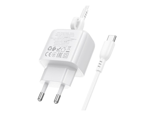 Мережевий Зарядний Пристрій Borofone BAS44A 1USB-C/1USB PD/QC 20W+Type-C to Type-C