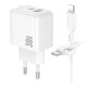 Мережевий Зарядний Пристрій Borofone BAS45A 1USB-C/1USB PD/QC 30W+Type-C to Lightning
