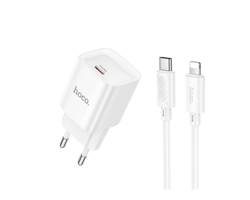 Мережевий Зарядний Пристрій Hoco C146A 1USB-C PD/QC 20W+Type-C to Lightning