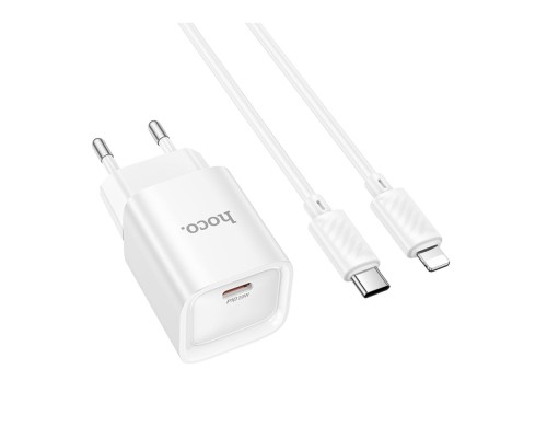 Мережевий Зарядний Пристрій Hoco C146A 1USB-C PD/QC 20W+Type-C to Lightning