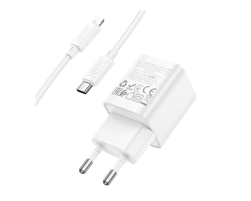 Мережевий Зарядний Пристрій Hoco C146A 1USB-C PD/QC 20W+Type-C to Lightning