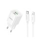 Мережевий Зарядний Пристрій Hoco C147A 1USB-C/1USB PD/QC 20W+Type-C to Lightning