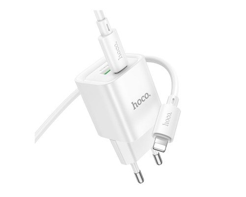 Мережевий Зарядний Пристрій Hoco C147A 1USB-C/1USB PD/QC 20W+Type-C to Lightning