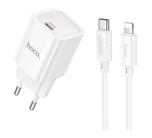 Мережевий Зарядний Пристрій Hoco C148A 1USB-C PD/QC 30W+Type-C to Lightning