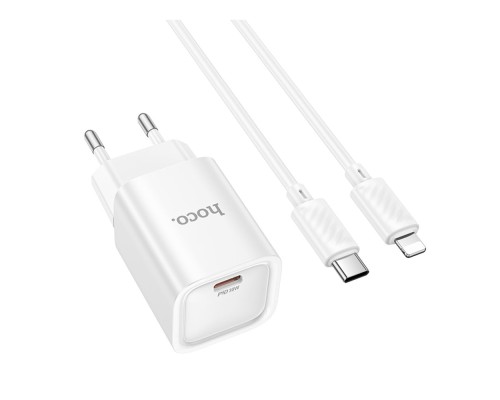 Мережевий Зарядний Пристрій Hoco C148A 1USB-C PD/QC 30W+Type-C to Lightning