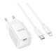 Мережевий Зарядний Пристрій Hoco C148A 1USB-C PD/QC 30W+Type-C to Lightning
